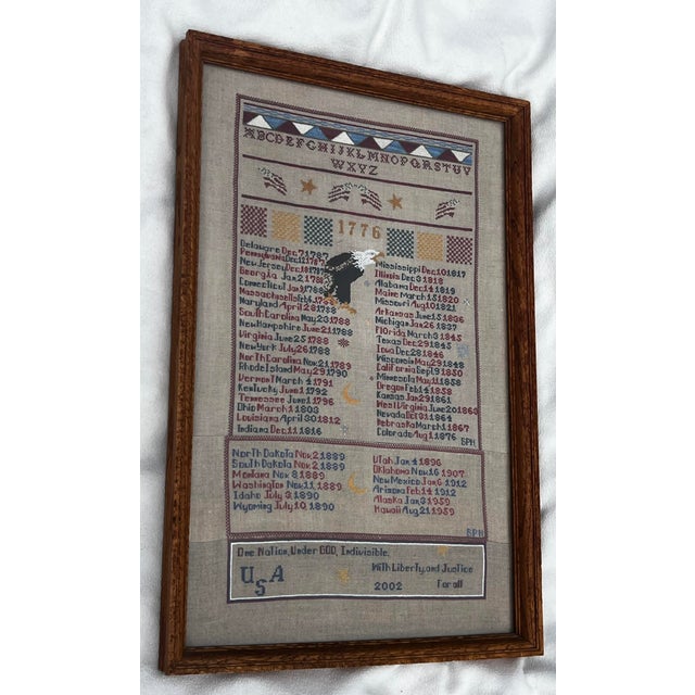 2000 - 2009 Vintage Framed Cross-Stitch 1776 Sampler For Sale - Image 5 of 8