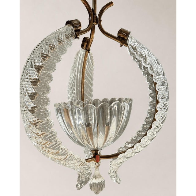 Mid-Century Murano Glass and Brass Pendant Light from Barovier & Toso, 1950s For Sale - Image 6 of 18