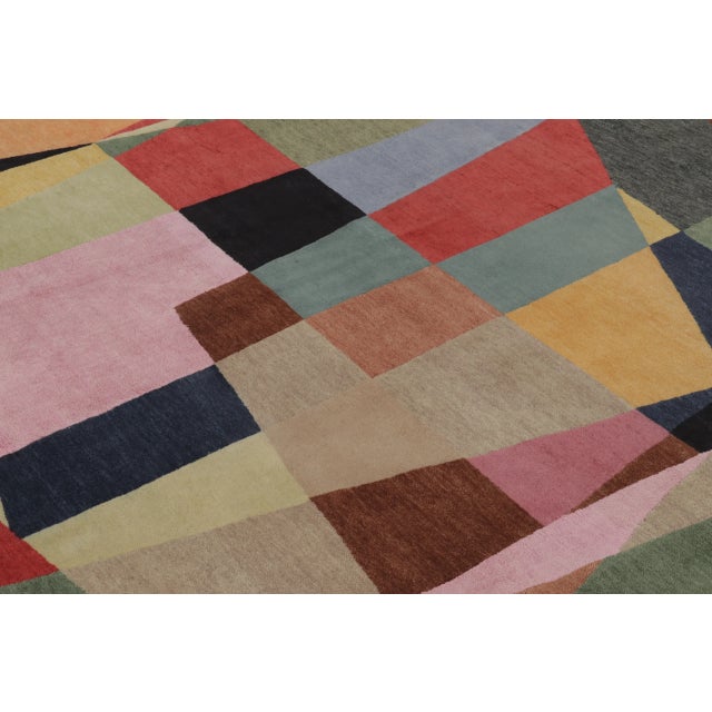 2010s Rug & Kilim's Mid Century Modern Rug in Polychromatic Geometric Patterns For Sale - Image 5 of 10