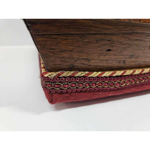 Square Victorian Burgundy Upholstered Footstool For Sale - Image 12 of 15