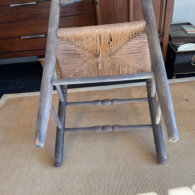 Burnt Umber Antique Ladder Back Chair For Sale - Image 8 of 8