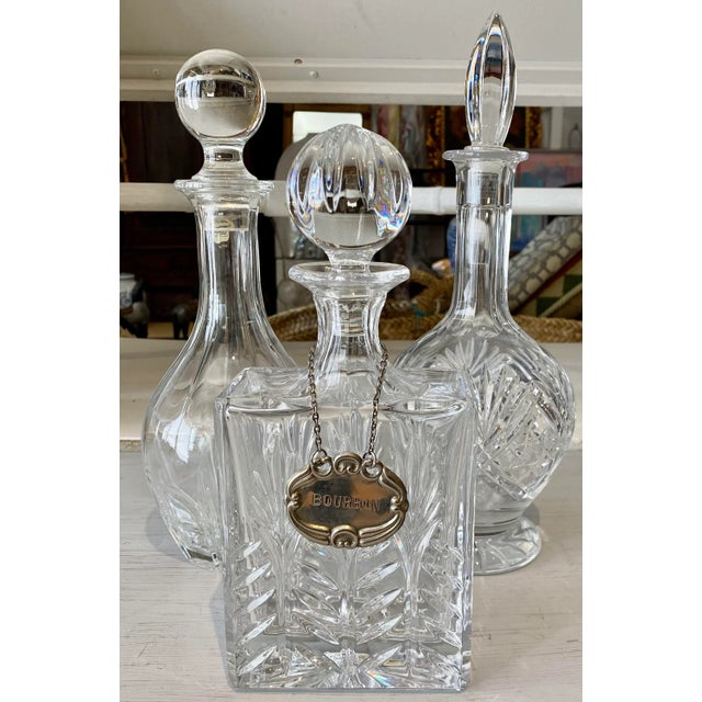 1950s French Crystal Decanters Set- 3 Pieces For Sale - Image 4 of 5
