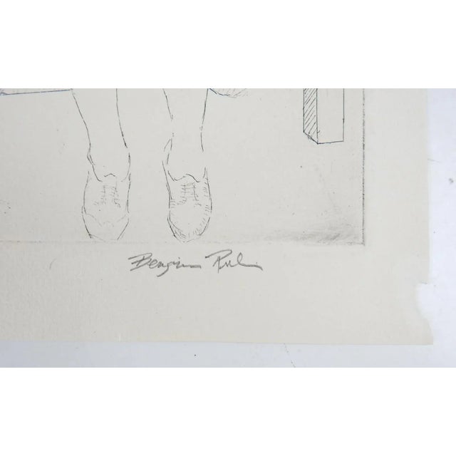 Vintage circa 1930's etching on paper by Benjamin Rubin (1896 - 1998) Florida, District Of Columbia, Austria. Woman...