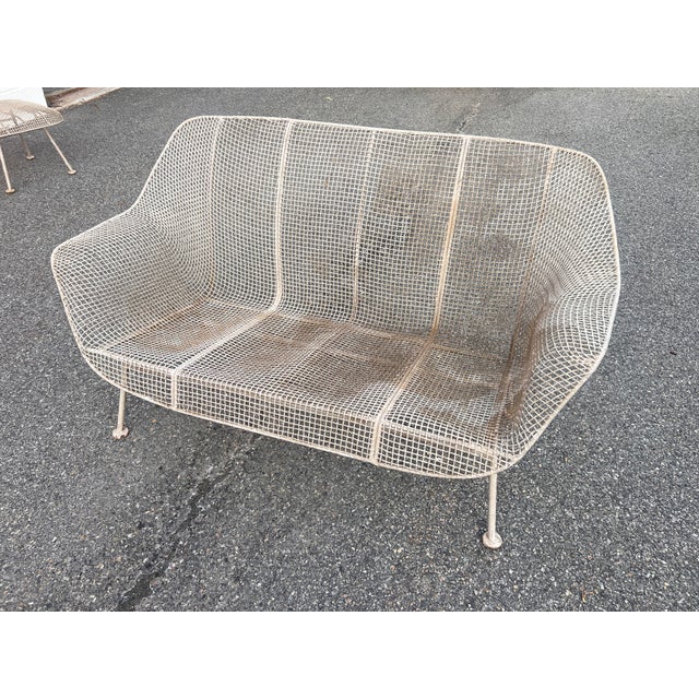 White Mid 20th Century Russell Woodard Iron Sculptura Settee Sofa, Attributed For Sale - Image 8 of 12