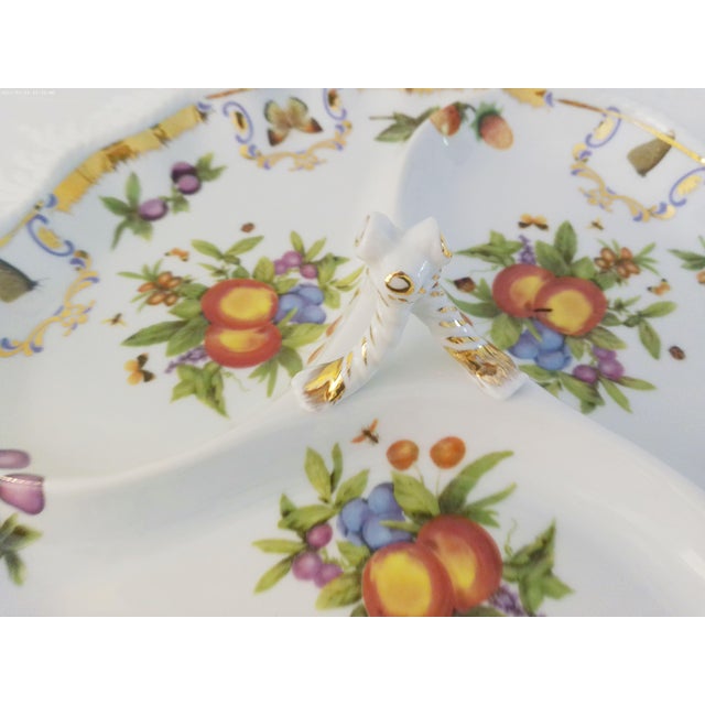 Vintage I Godinger Botanical Porcelain Divided Serving Dish For Sale In West Palm - Image 6 of 7