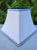 Metal Contemporary Small White Linen Lampshade Clip on Blue Trim Square Bell For Sale - Image 7 of 13