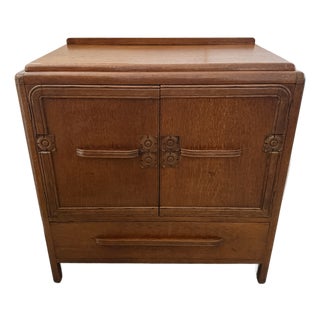 1930 English Oak Art Deco Cabinet For Sale