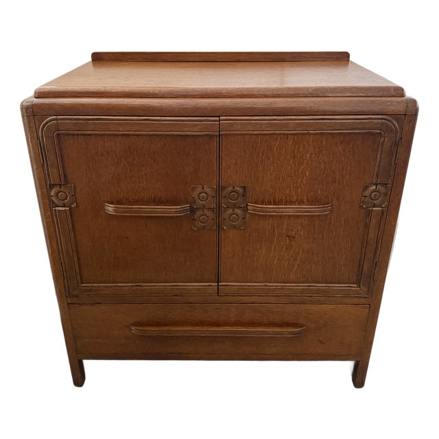 1930 English Oak Art Deco Cabinet For Sale