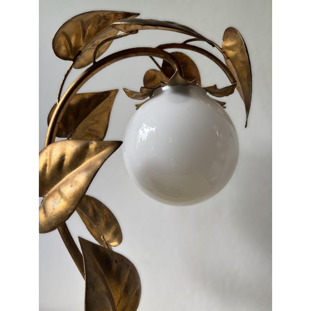 Vintage Hollywood Regency Table Lamp in Gilded Metal & Opaline Glass, Germany, 1970s For Sale - Image 11 of 11