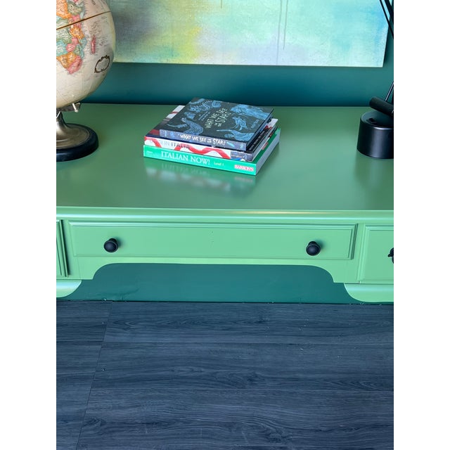 1970s Queen Anne Style Green Lacquered Desk For Sale - Image 10 of 18