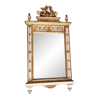 Vintage Neoclassical Louis XVI Style Giltwood & Painted Mirror by LaBarge For Sale