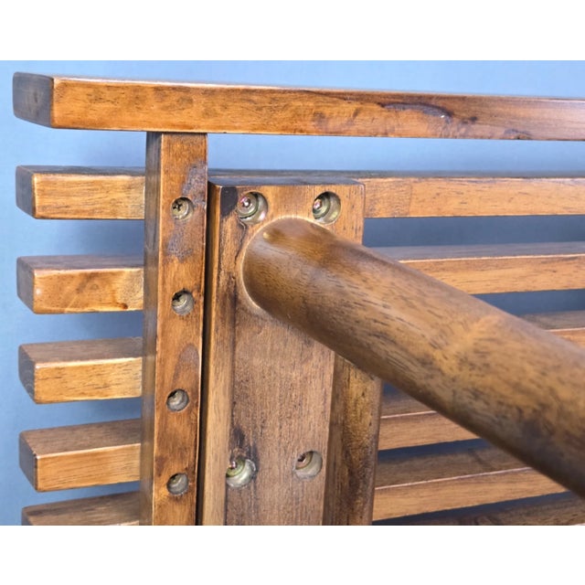 Solid Walnut Slat Bench or Coffee Table, Mid Century George Nelson Style For Sale - Image 14 of 16