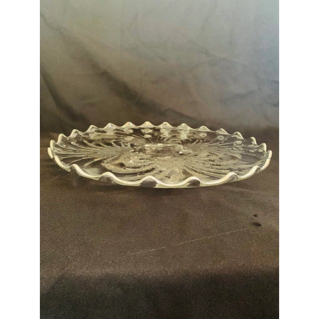 Contemporary Mid 20th Century Ruffled Glass Large Silver Overlay Centerpiece Footed Platter For Sale - Image 3 of 13