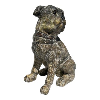 Austrian Seated Composition Pug Dog Lifesize Sculpture For Sale