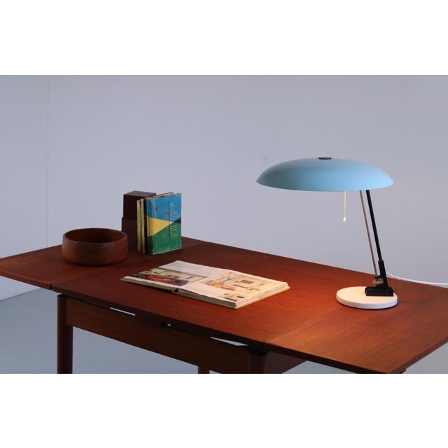 Metal Ufo Shaped Baby Blue Table Lamp in Metal by Nedalo, 1950s For Sale - Image 7 of 18