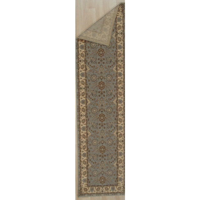 2x10 Blue Hand-Knotted Wool Floral Cartouches Classic Traditional Carpet Rug For Sale In New York - Image 6 of 7