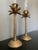 Vintage Large Brass Palm Candleholders With Hurricanes- a Pair For Sale - Image 4 of 9