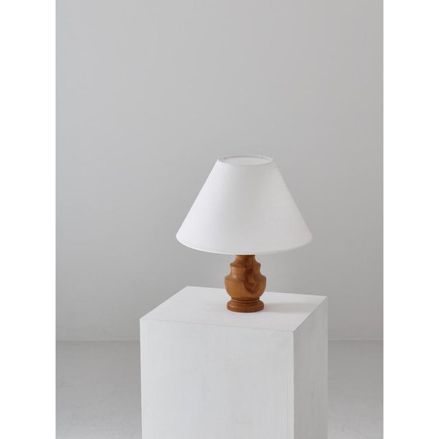 1940s Scandinavian Turned Wooden Table Lamp, Denmark, 1940s For Sale - Image 5 of 14