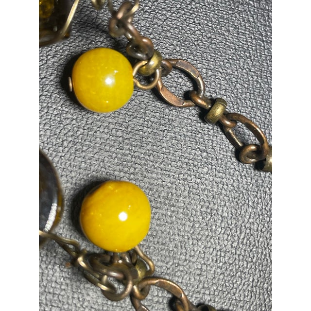 Murano 1940s Exquisite Large Italian Murano Foglia Lampwork Glass Statement Earrings, Pair For Sale - Image 4 of 7