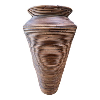 Boho Chic Pencil Reed Floor Vase For Sale