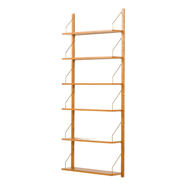 Mid-Century Scandinavian Shelving Unit in Golden Oak, 1960s For Sale
