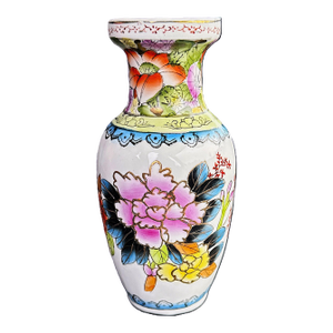Vintage Chinese Hand Painted Peony Vase