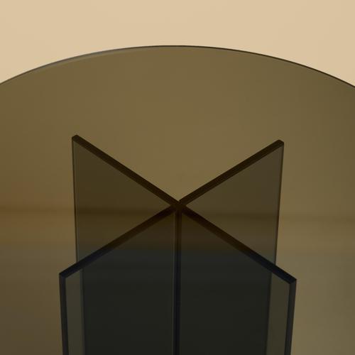 X Shaped Smoked Glass Side Table with Round Top by Lebanto For Sale - Image 4 of 6