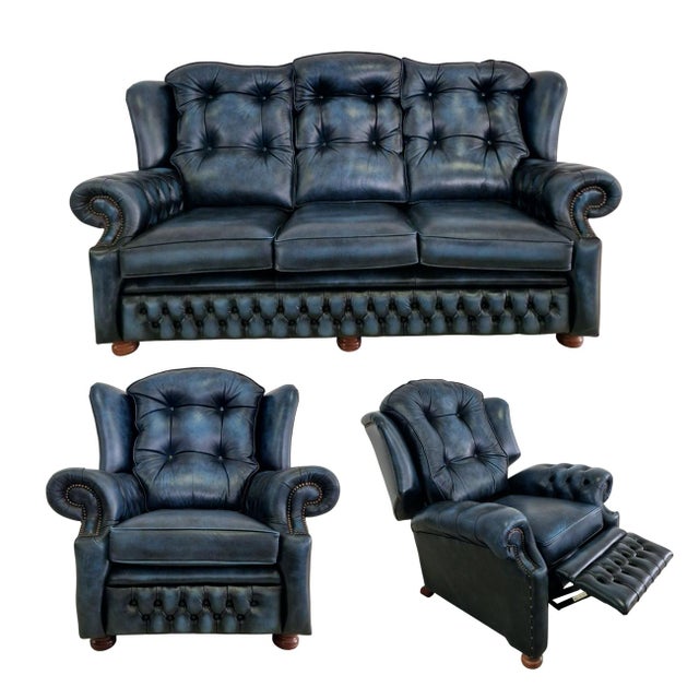 Vintage Chesterfield 3/1/1 Living Room Set, 2000s, Set of 3 For Sale - Image 11 of 11