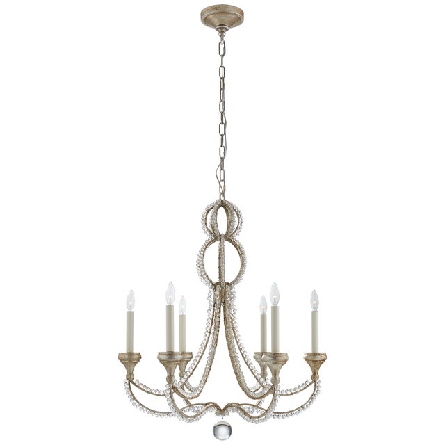 Niermann Weeks for Visual Comfort Signature Milan Medium Chandelier in Venetian Silver with Crystal For Sale