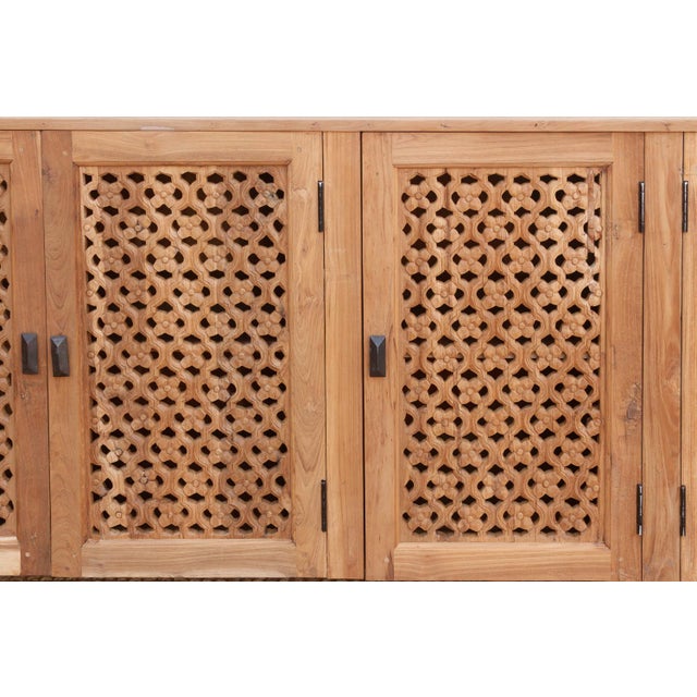 88" Long Old Teak Floral Jali Sideboard For Sale In Los Angeles - Image 6 of 10