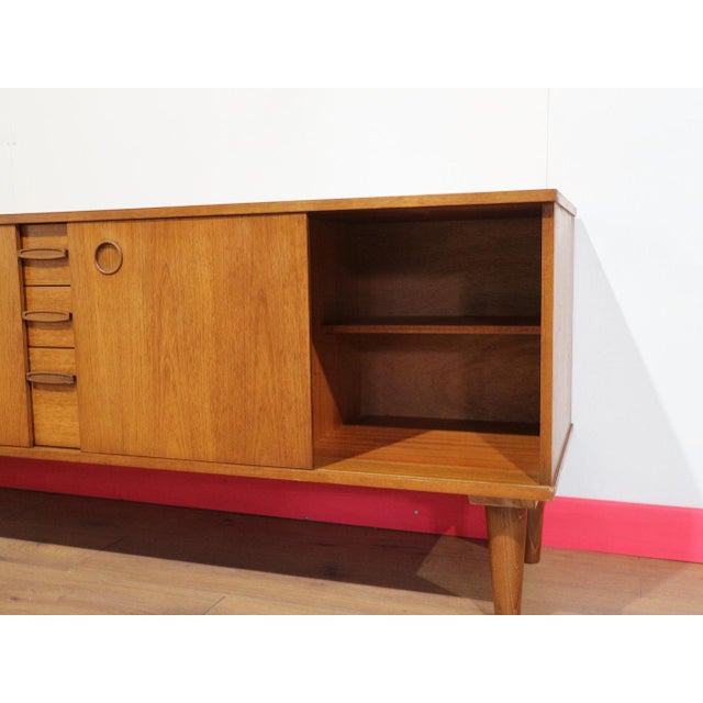 Brown Mid Century Modern Vintage Teak Credenza Sideboard in the Style of Avalon Danish Style For Sale - Image 8 of 15