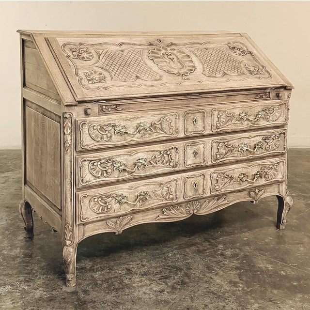 French Provincial 18th Century French Régence Period Carved Oak Secretary Desk For Sale - Image 3 of 18