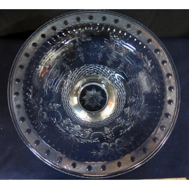 Vintage Antique Signed HAWKES Crystal & Sterling Silver Bowl For Sale - Image 9 of 12