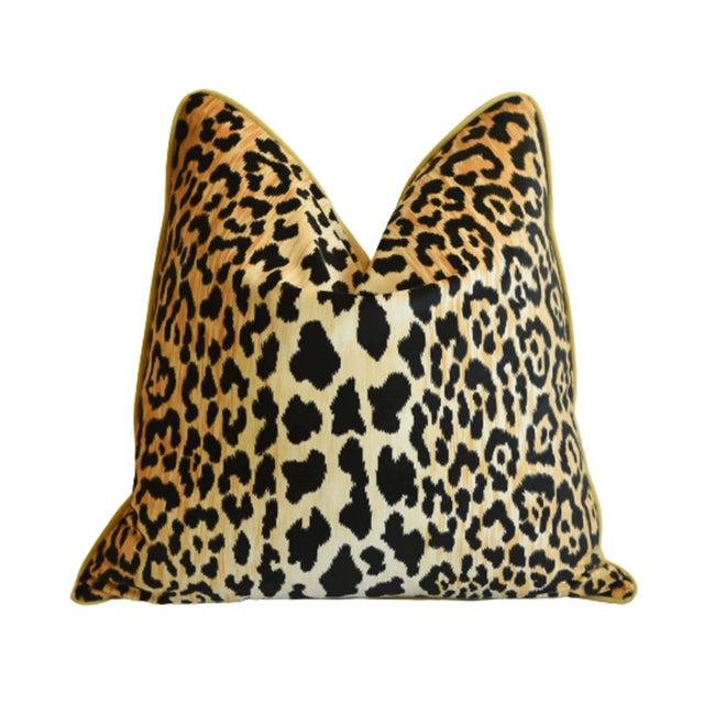 Leopard Spot Safari Velvet Feather/Down Pillow 22" Square For Sale - Image 4 of 6