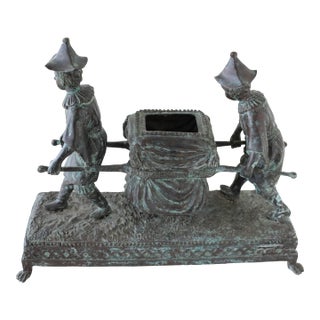 1990s Maitland-Smith Bronze Sculpture of Boys With a Litter For Sale