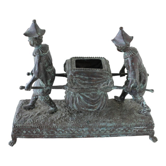 1990s Maitland-Smith Bronze Sculpture of Boys With a Litter For Sale