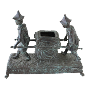 1990s Maitland-Smith Bronze Sculpture of Boys With a Litter