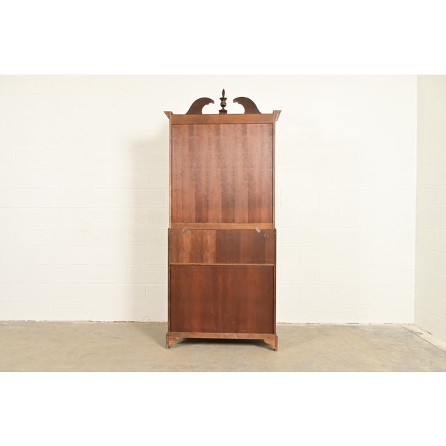 Baker Furniture Georgian Banded Burled Walnut Drop Front Secretary Desk With Bookcase Hutch For Sale - Image 15 of 16