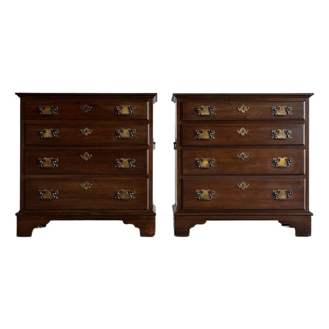 Late 20th Century Georgian Cherry Bachelor Chests, Pair For Sale