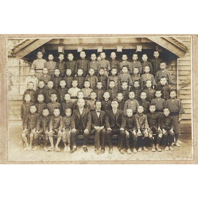 Circa 1910-1920 photograph of a group of Japanese school children. Marked in Japanese on the front and the back. Combined...