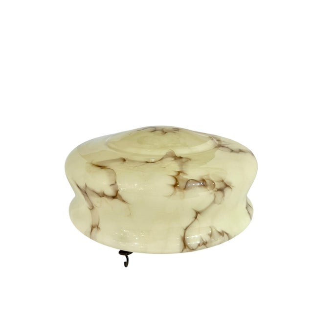 Antique French Art Deco Plafonnier Marbled Glass Light Shade For Sale - Image 10 of 12