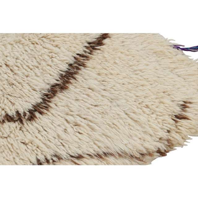 Vintage Moroccan Rug in White With Brown Diamond Medallions, From Rug & Kilim For Sale In New York - Image 6 of 7