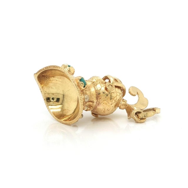 Mid 20th Century 18k Yellow Gold Turquoise Medieval Knights Helmet Charm Pendant For Sale - Image 4 of 9