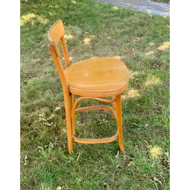 1960s Curly Maple Bentwood Bistro Stool by Thonet From the 1960s For Sale - Image 5 of 11