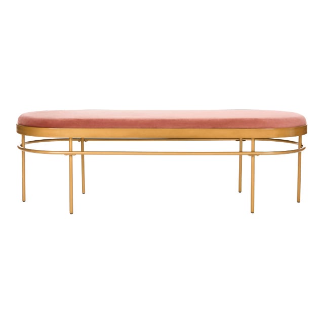 Oval Bench in Dusty Rose & Gold For Sale