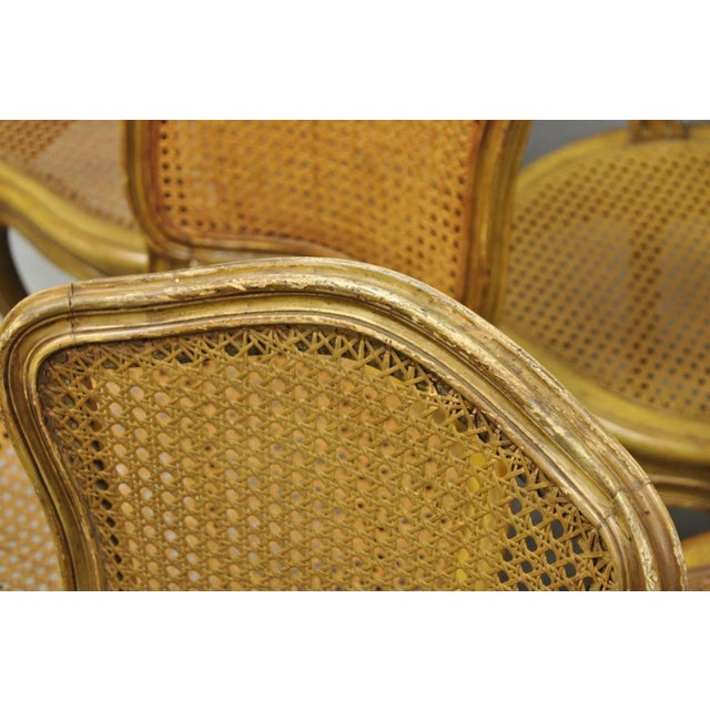 Vintage French Provincial Louis XV Style Cane Dining Side Chairs - Set of 6 For Sale - Image 9 of 18