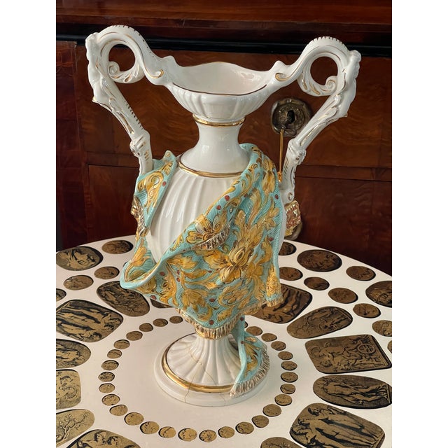 Vintage Italian Neoclassical Capodimonte Handpainted Vase With Putti For Sale In Miami - Image 6 of 6