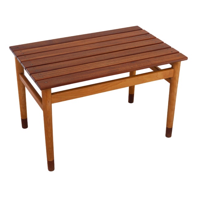 Danish Modern Teak and Beech Bench, 1950s For Sale
