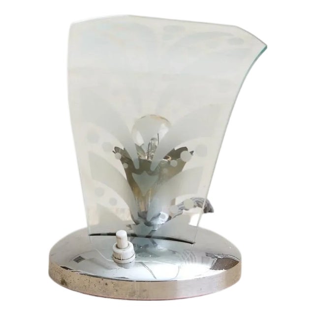 Petite Italian Chrome + Murano Glass Table Lamp, 1950s - 2 Available For Sale
