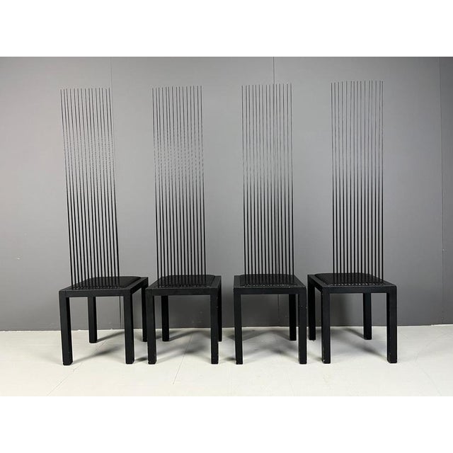Black Vintage High-Back Dining Chairs, 1980s, Set of 4 For Sale - Image 8 of 12
